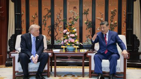 United States President Donald Trump meets with China's President Xi Jinping on the sidelines of their visit to Zhongnanhai Garden in Beijing on May 15, 2026. (Getty Images)