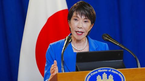 Japanese Prime Minister Sanae Takaichi holds a news conference in New York after she addressed the 81st session of the United Nations General Assembly on September 22, 2026, in New York City, US (Getty Images)