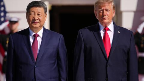 US President Donald Trump greets President of China Xi Jinping as he arrives to the South Portico of the White House on September 25, 2026, in Washington, DC. (Getty Images)