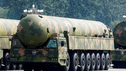 A nuclear missile formation attends a military parade in Beijing, China, on September 3, 2025. (Getty Images)