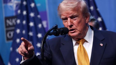 President Donald Trump speaks at a press conference during the 2026 NATO Ankara Summit in Ankara, Turkiye, on July 8, 2026. (Getty Images)