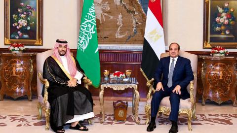 Egyptian President Abdel Fattah el-Sisi meets with Saudi Crown Prince Mohammed bin Salman in Cairo, Egypt, on September 15, 2026. (Getty Images)