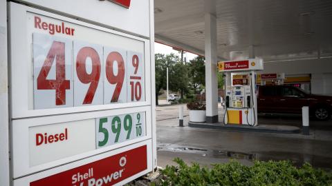 Gasoline prices are seen at a Shell gas station in Houston, Texas, on October 2, 2026. (Getty Images)