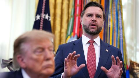 Vice President JD Vance speaks during an event with President Donald Trump in the Oval Office on October 20, 2026, in Washington, DC. (Getty Images)