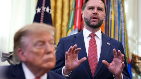 Vice President JD Vance speaks during an event with President Donald Trump in the Oval Office on October 20, 2026, in Washington, DC. (Getty Images)