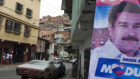 Propaganda posters of Venezuelan President Nicolas Maduro at Petare slum in Caracas on April 13, 2013. (RAUL ARBOLEDA/AFP/Getty Images)