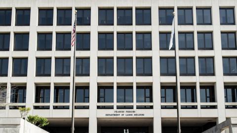 The US Department of Labor building, May 3, 2013 in Washington, DC. (BRENDAN SMIALOWSKI/AFP/Getty Images)