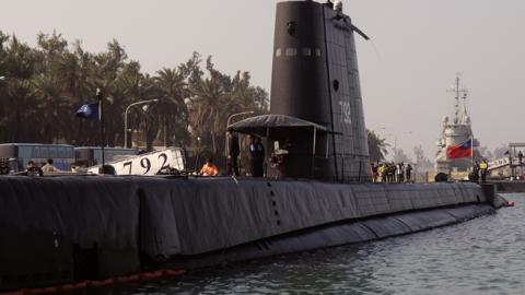 Three submarines at port at the Tsoying navy base, Kaohsiung, southern Taiwan, January 18, 2017 (SAM YEH/AFP/Getty Images)