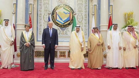 President Trump and Gulf leaders at the GCC Summit in Riyadh, Saudi Arabia on May 21, 2017 (Bandar Algaloud/Saudi Royal Council/Anadolu Agency/Getty Images)