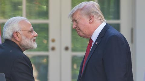 President Donald Trump and Prime Minister Modi in the Rose Garden of the White House, Monday, June 26, 2017