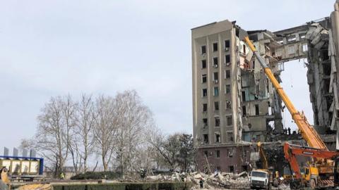 The administrative headquarters of Mykolaiv oblast destroyed from Russian missiles in Ukraine. (James Barnett)