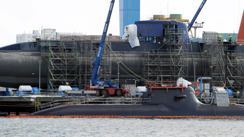 Newly Completed Israeli Submarine INS Rahav, ThyssenKrupp Shipyard, Kiel, Germany, April 25, 2013 (Carsten Rehder/AFP/Getty Images)