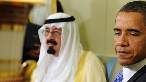 President Obama and Saudi Arabian King Abdullah Bin-Abd-al-Aziz Al Saud, Oval Office of the White House, June 29, 2010, Washington, DC (Roger L. Wollenberg-Pool/Getty Images)