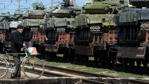 Russian Tanks Arriving Near Simferopol, March 31, 2014 (Olga Maltseva/AFP/Getty Images)