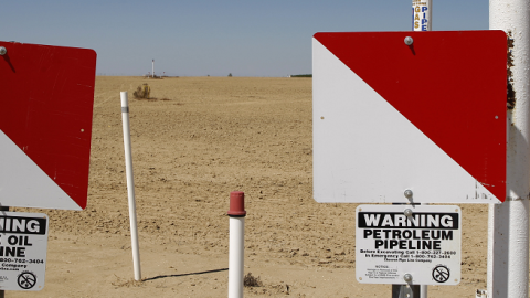 An underground crude oil pipeline  on March 23, 2014 near Lost Hills, California. (David McNew/Getty Images)