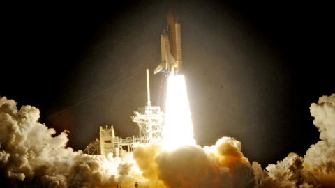 US space shuttle Discovery heads for space at Kennedy Space Center as it and its seven person crew begin a mission to the International Space Station, April 5, 2010. AFP PHOTO Bruce WEAVER (BRUCE WEAVER/AFP/Getty Images)