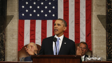 U.S. President Barack Obama delivers his State of the Union speech on Capitol Hill on January 28, 2014 in Washington, DC.(Larry Downing-Pool/Getty Images)