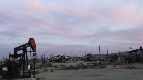 Pump jacks and wells on the Monterey Shale formation on March 23, 2014 near McKittrick, California. (David McNew/Getty Images)