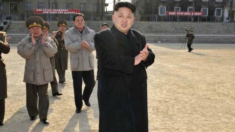 North Korean leader Kim Jong-Un (C, front) inspecting the command of Korean People's Army (KPA) Unit 534. (KNS/AFP/Getty Images)