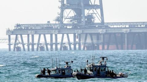 Israeli navy vessels patrolling the Mediterranean Sea, July 9, 2014. (JACK GUEZ/AFP/Getty Images)