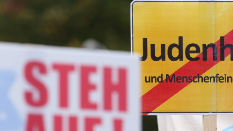 The Central Council of Jews in Germany organized the demonstration after anti-Semitic incidents in the country occurring in the wake of the conflict in Gaza this summer, on September 14, 2014 in Berlin, Germany.  (Adam Berry/Getty Images)