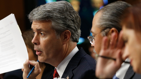 Robert McDowell (2nd L), former Federal Communications Commission commissioner testifies before the Senate Judiciary Committee September 17, 2014 in Washington, DC. (Win McNamee/Getty Images)