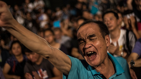 Protesters take part in the rally for the beginning of Occupy Central movement outside Central Government Offices in Central, Hong Kong on August 31, 2014. (Lam Yik Fei/Getty Images)