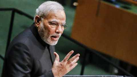 Prime Minister of India Narendra Modi speaks at the 69th United Nations General Assembly on September 27, 2014 in New York City. (Kena Betancur/Getty Images)