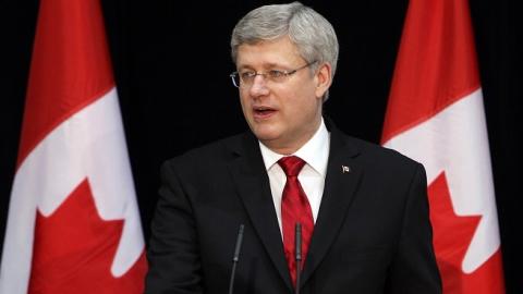 Canada's Prime Minister Stephen Harper at Ottawa International Airport on March 18, 2014 in Ottawa, Ontario. (Cole Burston/AFP/Getty Images)