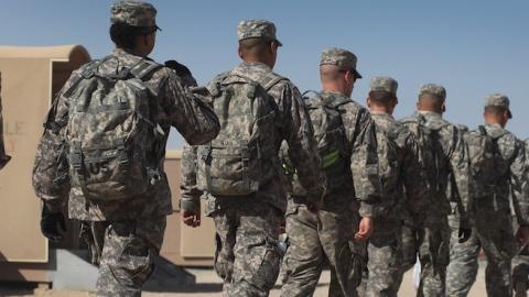 U.S. Army soldiers from 1-12, 1st Cavalry Division, on December 13, 2011 at Camp Virginia, near Kuwait City, Kuwait. (Joe Raedle/Getty Images)