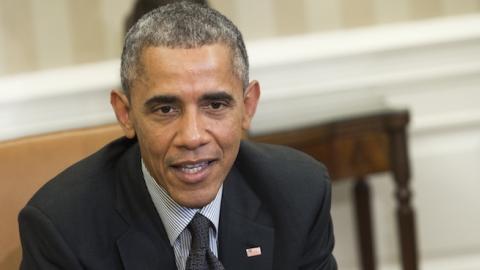 US President Barack Obama in the Oval Office of the White House in Washington, DC, February 4, 2015. (SAUL LOEB/AFP/Getty Images)