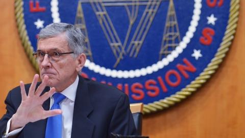 Federal Communications Commission Chairman Tom Wheeler speaks during a FCC hearing on the internet on February 26, 2015 in Washington, DC. (MANDEL NGAN/AFP/Getty Images)