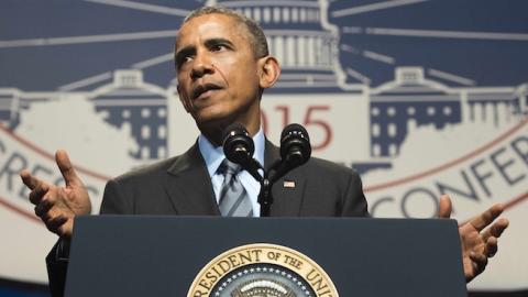 US President Barack Obama delivers remarks in Washington, DC, March 9, 2015. (JIM WATSON/AFP/Getty Images)
