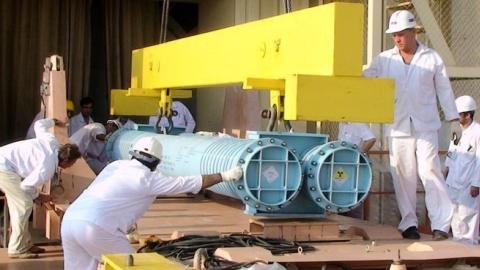 The reactor building at the Russian-built Bushehr nuclear power plant as the first fuel is loaded, on August 21, 2010 in Bushehr, southern Iran. (IIPA via Getty Images)