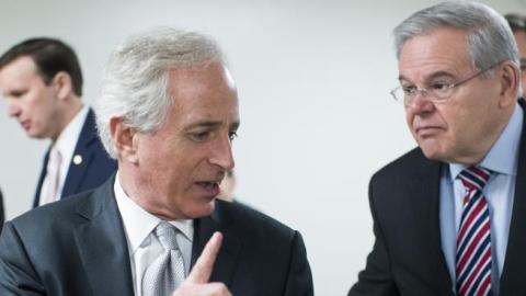 Sen. Bob Corker, R-Tenn., and Sen. Bob Menendez, D-N.J., Jan. 29, 2015. (Bill Clark/CQ Roll Call)