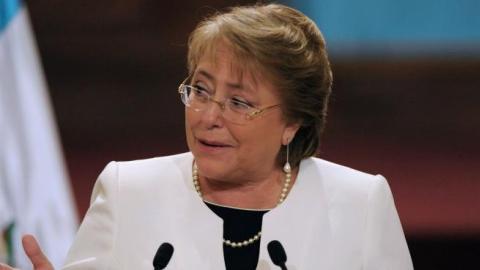 Chilean President Michelle Bachelet at the Culture Palace in Guatemala City on January 30, 2015. (JOHAN ORDONEZ/AFP/Getty Images)
