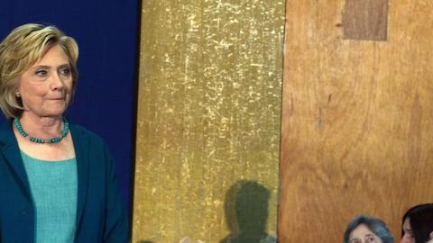 Hillary Clinton listens during a community forum on substance abuse September 17, 2015 in Laconia, New Hampshire. (Darren McCollester/Getty Images)