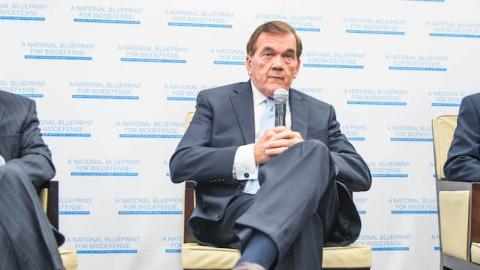 Hon Ken Wainstein, Gov. Tom Ridge, and Sen. Joseph Lieberman at the study release, Reserve Officers Association, Washington, DC, October 28, 2015(Alfredo Flores)