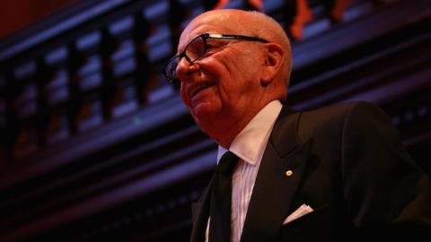 News Corp executive chairman Rupert Murdoch walks on stage to deliver a speech on October 31, 2013 in Sydney, Australia. (Cameron Spencer/Getty Images)