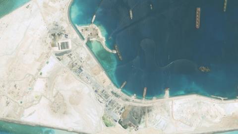 The Subi Reef in the South China Sea, a part of the Spratly Islands group, September 1, 2015. (Photo DigitalGlobe via Getty Images)