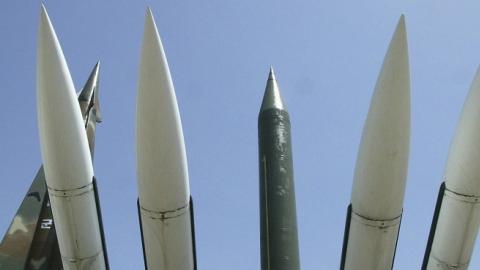 A stack of scrapped missiles displayed at a war museum on May 2, 2005 in Seoul, South Korea. (Chung Sung-Jun/Getty Images)