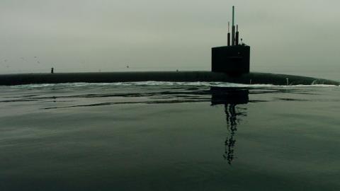 Trident submarine USS Georgia (SSGN 729) on Thursday, October 7, 2004 off the coast of Southern California. (Sandy Huffaker/Getty Images)