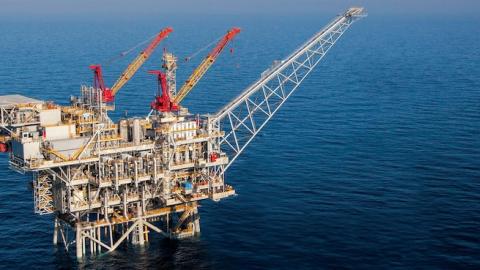 The Tamar drilling natural gas production platform 25 kilometers West of the Ashkelon shore on March 28, 2013 in Israel. (Albatross via Getty Images)
