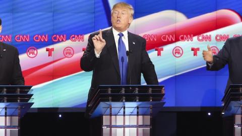 Republican presidential candidates, Sen. Marco Rubio (R-FL), Donald Trump and Sen. Ted Cruz (R-TX) during the Republican presidential debate on February 25, 2016 in Houston, Texas. (Michael Ciaglo-Pool/Getty Images)