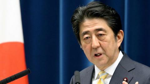  Prime Minister Shinzo Abe at a press conference at his official residence on May 14, 2015 in Tokyo, Japan. (The Asahi Shimbun via Getty Images)