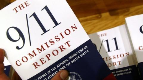 Copies of 'The 9/11 Commission Report' are seen for sale at Borders Books July 22, 2004 in New York City. (Mario Tama/Getty Images)