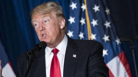 Republican presidential candidate Donald Trump speaks about his foreign policy positions during an event sponsored by The Center for the National Interest, at The Mayflower Hotel, in Washington, Wednesday, April 27, 2016. (Al Drago/CQ Roll Call)