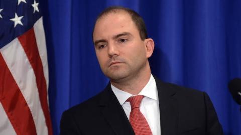 White House Deputy National Security Advisor Ben Rhodes addresses the media at the Edgartown School on August 22, 2014 in Edgartown, Martha's Vineyard, Massachusetts. (Darren McCollester/Getty Images)