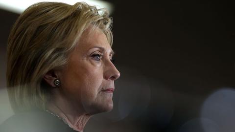 Democratic presidential candidate Hillary Clinton during a 'get out the vote' event at Derry Boys and Girls Club on February 3, 2016 in Derry, New Hampshire. (Justin Sullivan/Getty Images)