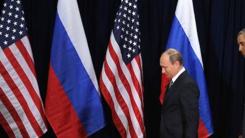 Russian President Vladimir Putin (L) and U.S. President Barack Obama at the United Nations headquarters September 28, 2015 in New York City. (Chip Somodevilla/Getty Images)